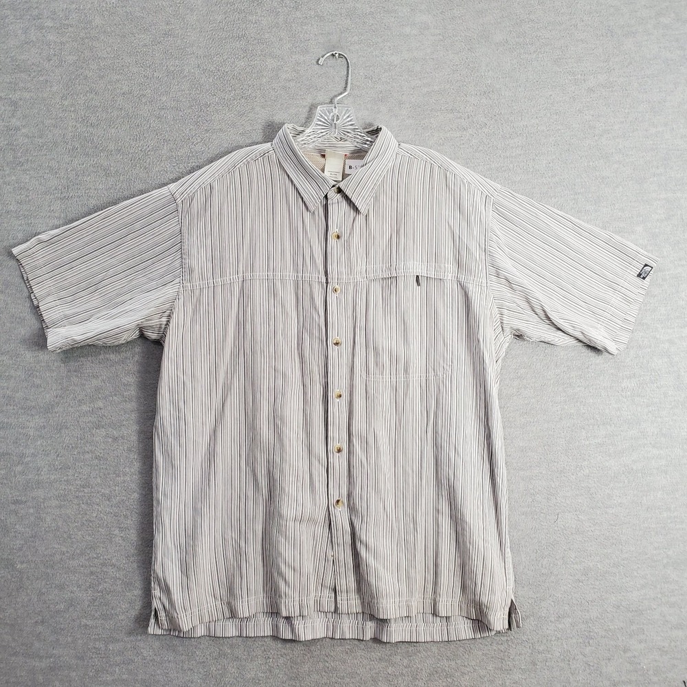 The North Face Men Button Up Shirt XL Gray Striped Mesh Zip Pocket Hiking Collar - Picture 1 of 9